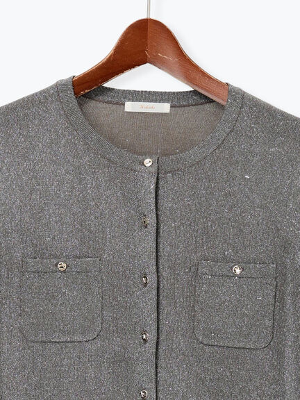 ポケットデザインクルーネックカーディガン(チャコールグレー/ブラック/ピンク/ブルー)|Te chichi(テチチ)通販