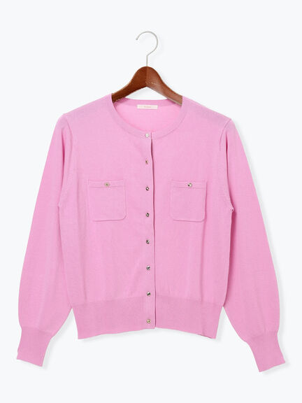 ポケットデザインクルーネックカーディガン(チャコールグレー/ブラック/ピンク/ブルー)|Te chichi(テチチ)通販