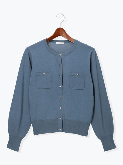 ポケットデザインクルーネックカーディガン(チャコールグレー/ブラック/ピンク/ブルー)|Te chichi(テチチ)通販