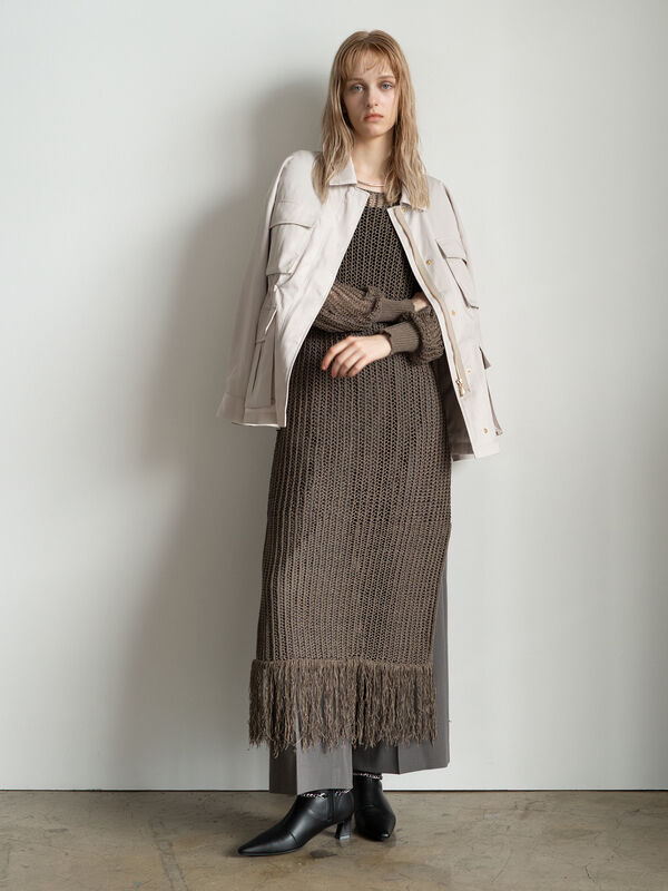 フリンジメッシュニットワンピース《2025Autumn catalog vol.2 item》(モカ)|Te chichi(テチチ)通販