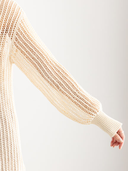 フリンジメッシュニットワンピース《2025Autumn catalog vol.2 item》(オフホワイト/モカ)|Te chichi(テチチ)通販