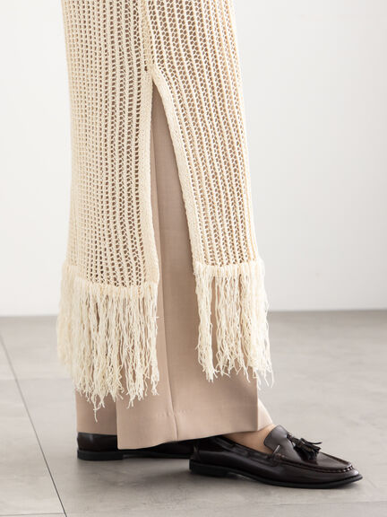 フリンジメッシュニットワンピース《2025Autumn catalog vol.2 item》(オフホワイト/モカ)|Te chichi(テチチ)通販