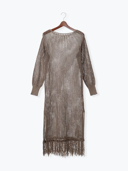 フリンジメッシュニットワンピース《2025Autumn catalog vol.2 item》(オフホワイト/モカ)|Te chichi(テチチ)通販