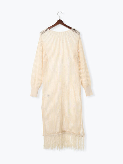 フリンジメッシュニットワンピース《2025Autumn catalog vol.2 item》(オフホワイト/モカ)|Te chichi(テチチ)通販