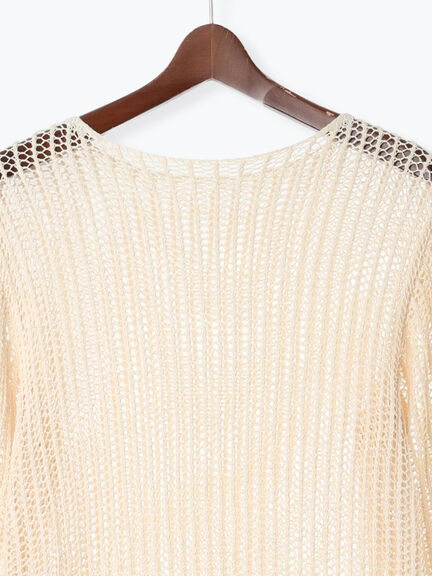 フリンジメッシュニットワンピース《2025Autumn catalog vol.2 item》(オフホワイト/モカ)|Te chichi(テチチ)通販