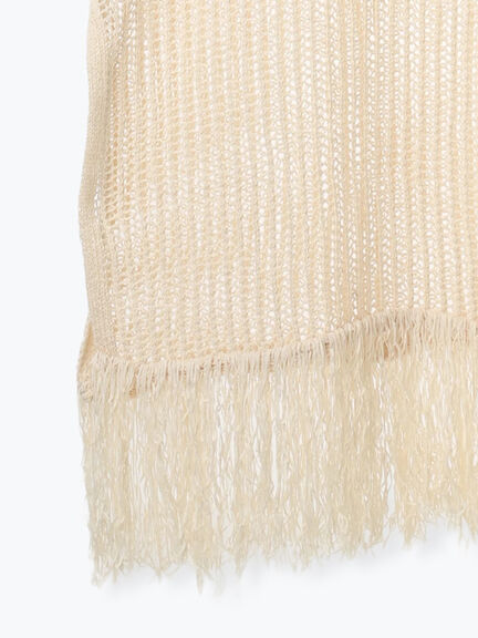 フリンジメッシュニットワンピース《2025Autumn catalog vol.2 item》(オフホワイト/モカ)|Te chichi(テチチ)通販