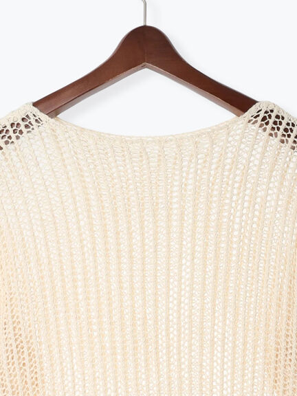 フリンジメッシュニットワンピース《2025Autumn catalog vol.2 item》(オフホワイト/モカ)|Te chichi(テチチ)通販