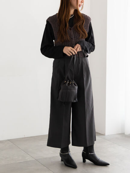 スラブヤーンニットベスト(チャコールグレー/ライトベージュ)|Te chichi(テチチ)通販