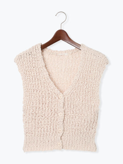 スラブヤーンニットベスト(チャコールグレー/ライトベージュ)|Te chichi(テチチ)通販