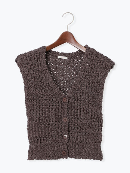 スラブヤーンニットベスト(チャコールグレー/ライトベージュ)|Te chichi(テチチ)通販