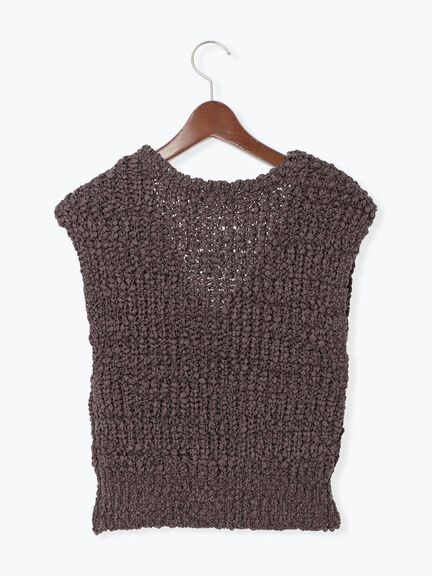 スラブヤーンニットベスト(チャコールグレー/ライトベージュ)|Te chichi(テチチ)通販