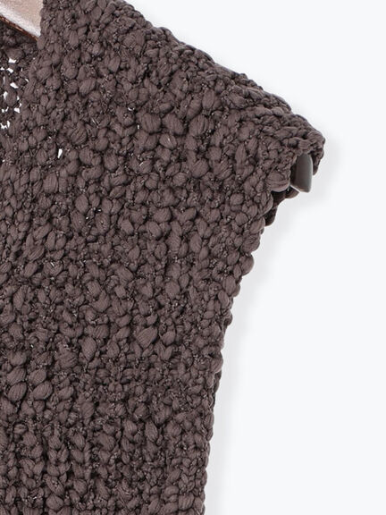 スラブヤーンニットベスト(チャコールグレー/ライトベージュ)|Te chichi(テチチ)通販