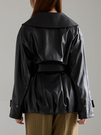 レザーショートトレンチコート《2025Autumn catalog vol.2 item》(ブラック)|Te chichi(テチチ)通販