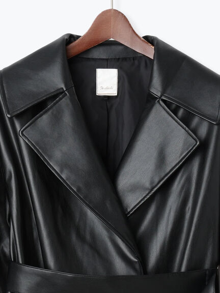 レザーショートトレンチコート《2025Autumn catalog vol.2 item》(ブラック)|Te chichi(テチチ)通販