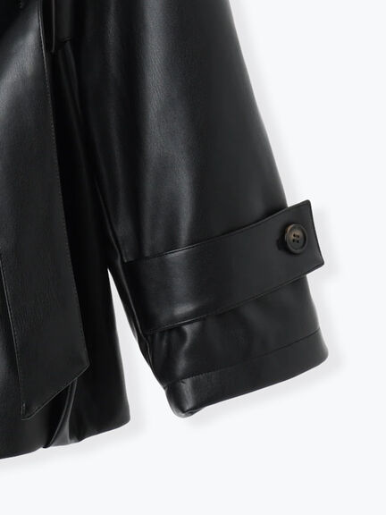 レザーショートトレンチコート《2025Autumn catalog vol.2 item》(ブラック)|Te chichi(テチチ)通販