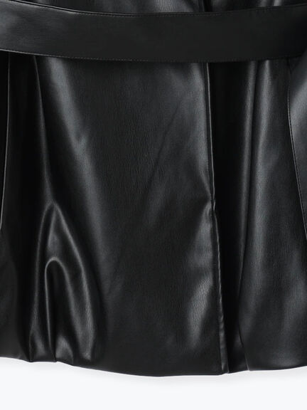 レザーショートトレンチコート《2025Autumn catalog vol.2 item》(ブラック)|Te chichi(テチチ)通販