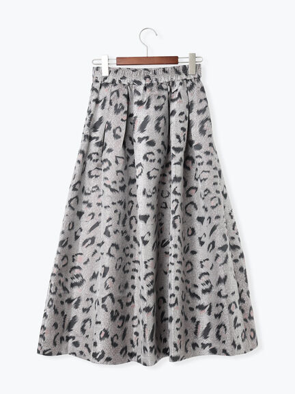 レオパードジャガードフレアスカート《2025Autumn catalog vol.2 item》(グレー/ブラウン)|Te chichi(テチチ)通販
