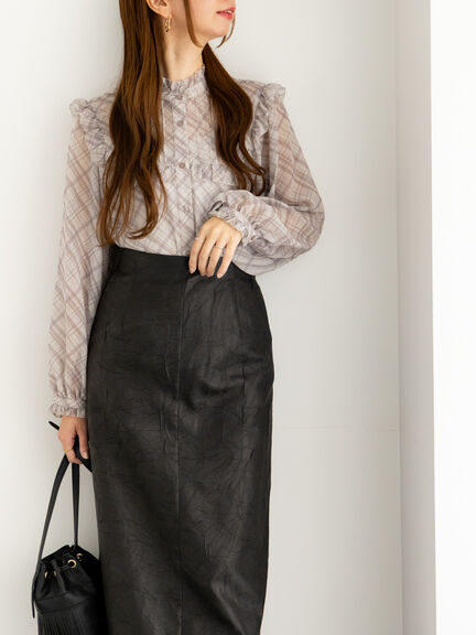 パターンアソートシフォンフリルブラウス(グレー/ブラック/ベージュ/ネイビー)|Te chichi(テチチ)通販