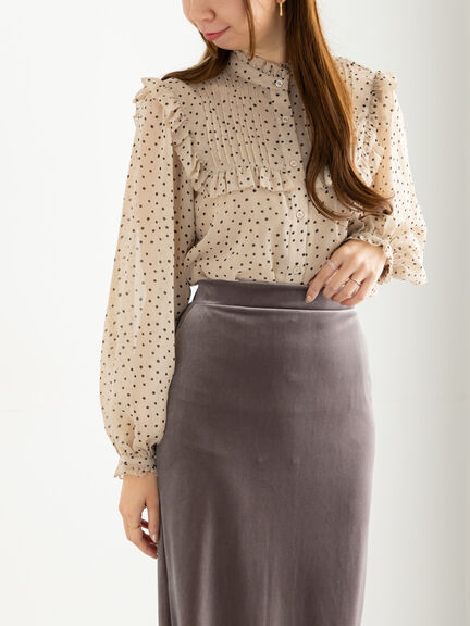 パターンアソートシフォンフリルブラウス(グレー/ブラック/ベージュ/ネイビー)|Te chichi(テチチ)通販