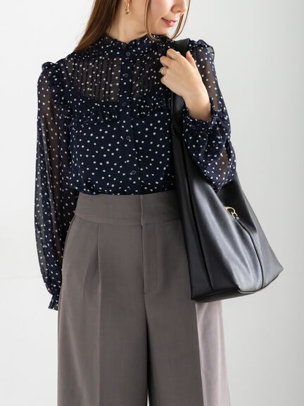 パターンアソートシフォンフリルブラウス(グレー/ブラック/ベージュ/ネイビー)|Te chichi(テチチ)通販