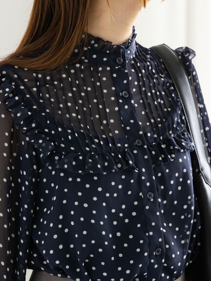 パターンアソートシフォンフリルブラウス(グレー/ブラック/ベージュ/ネイビー)|Te chichi(テチチ)通販