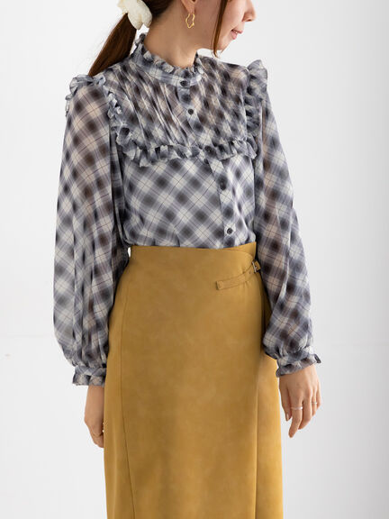 パターンアソートシフォンフリルブラウス(グレー/ブラック/ベージュ/ネイビー)|Te chichi(テチチ)通販