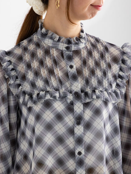 パターンアソートシフォンフリルブラウス(グレー/ブラック/ベージュ/ネイビー)|Te chichi(テチチ)通販