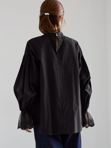 レースカフスボリュームスリーブブラウス(オフホワイト/ブラック)|Te chichi(テチチ)通販