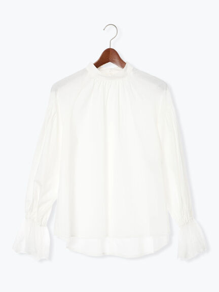 レースカフスボリュームスリーブブラウス(オフホワイト/ブラック)|Te chichi(テチチ)通販