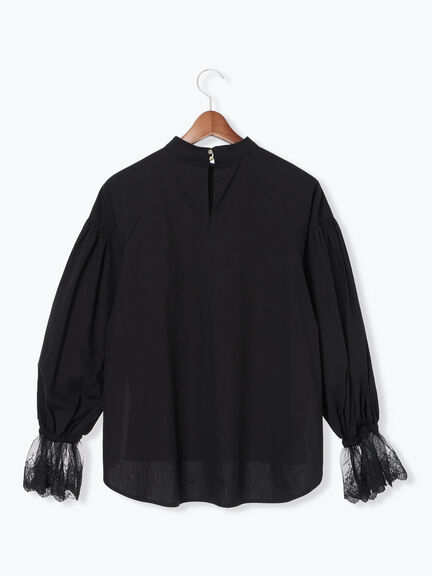 レースカフスボリュームスリーブブラウス(オフホワイト/ブラック)|Te chichi(テチチ)通販