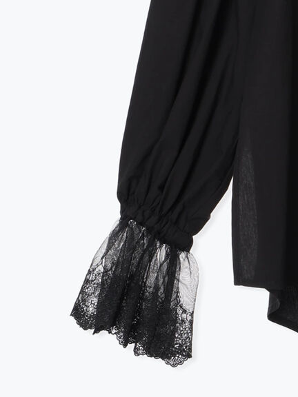 レースカフスボリュームスリーブブラウス(オフホワイト/ブラック)|Te chichi(テチチ)通販