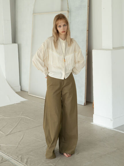 フリンジショートシャツ《2025Autumn catalog vol.2 item》(オフホワイト/グレー)|Te chichi(テチチ)通販