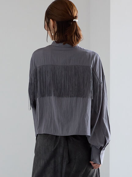 フリンジショートシャツ《2025Autumn catalog vol.2 item》(オフホワイト/グレー)|Te chichi(テチチ)通販