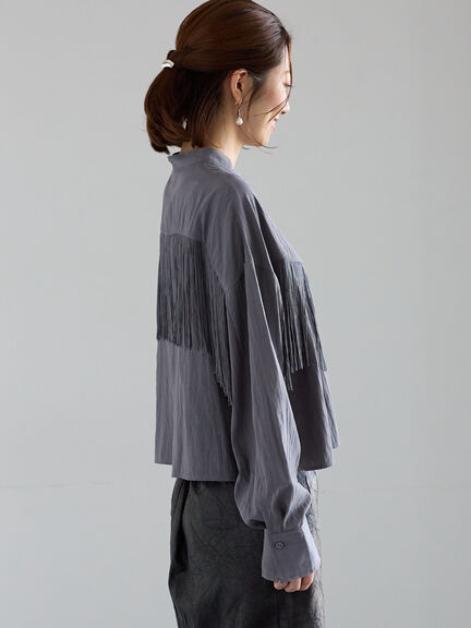 フリンジショートシャツ《2025Autumn catalog vol.2 item》(オフホワイト/グレー)|Te chichi(テチチ)通販