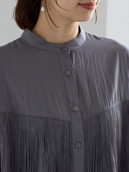 フリンジショートシャツ《2025Autumn catalog vol.2 item》(オフホワイト/グレー)|Te chichi(テチチ)通販