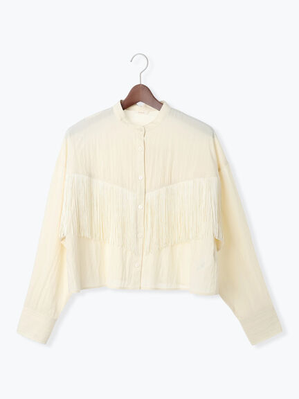 フリンジショートシャツ《2025Autumn catalog vol.2 item》(オフホワイト/グレー)|Te chichi(テチチ)通販