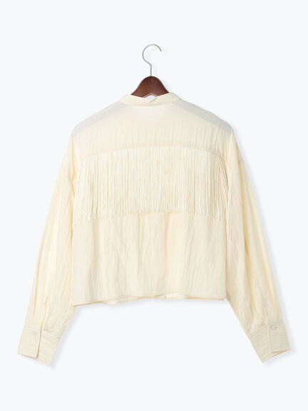 フリンジショートシャツ《2025Autumn catalog vol.2 item》(オフホワイト/グレー)|Te chichi(テチチ)通販