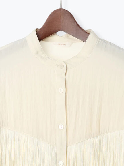 フリンジショートシャツ《2025Autumn catalog vol.2 item》(オフホワイト/グレー)|Te chichi(テチチ)通販