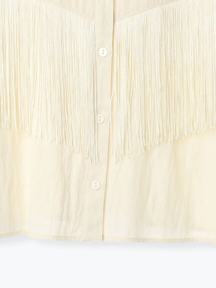 フリンジショートシャツ《2025Autumn catalog vol.2 item》(オフホワイト/グレー)|Te chichi(テチチ)通販