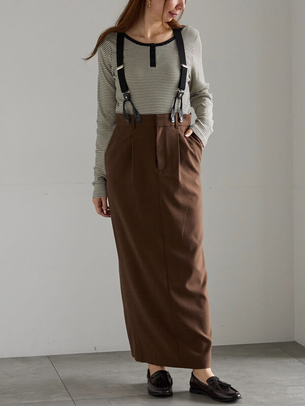 サスペンダータイトスカート(グレー/ブラウン)|Te chichi(テチチ)通販