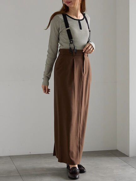 サスペンダータイトスカート(グレー/ブラウン)|Te chichi(テチチ)通販