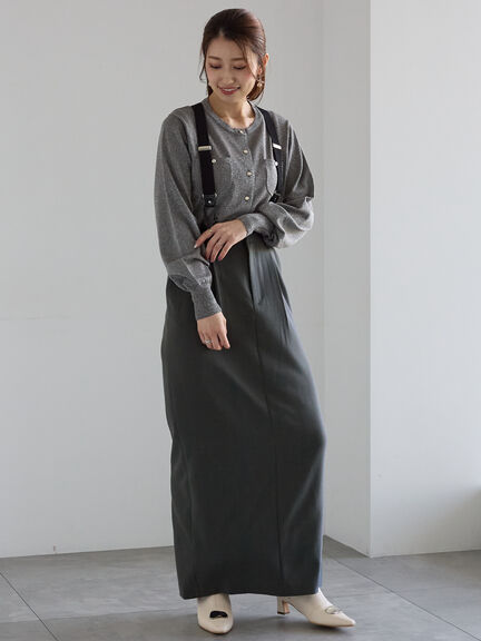 サスペンダータイトスカート(グレー/ブラウン)|Te chichi(テチチ)通販