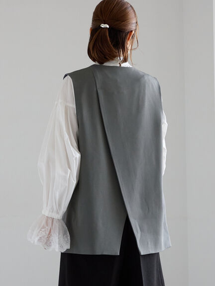 ノーカラーダブルブレストジレ(グレー/ブラウン)|Te chichi(テチチ)通販