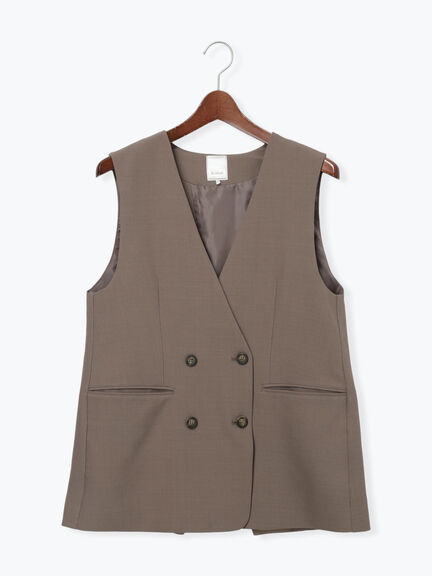 ノーカラーダブルブレストジレ(グレー/ブラウン)|Te chichi(テチチ)通販