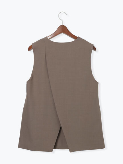 ノーカラーダブルブレストジレ(グレー/ブラウン)|Te chichi(テチチ)通販