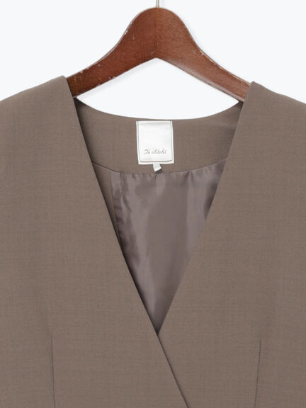 ノーカラーダブルブレストジレ(グレー/ブラウン)|Te chichi(テチチ)通販