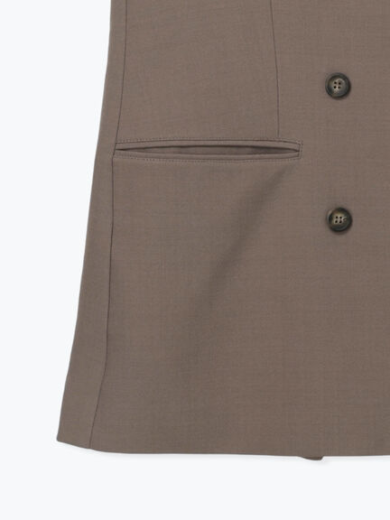 ノーカラーダブルブレストジレ(グレー/ブラウン)|Te chichi(テチチ)通販