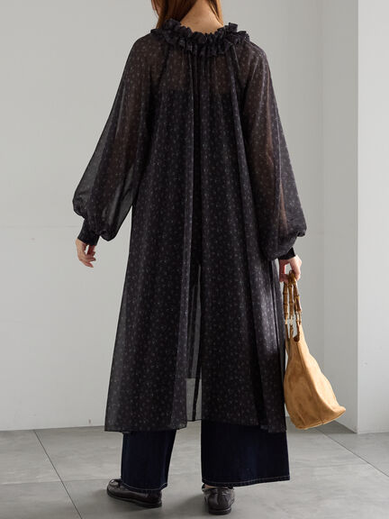 フラワーシフォンフリルネックドレス(ブラック/ベージュ)|Te chichi(テチチ)通販