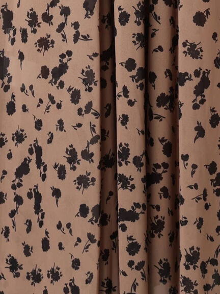 フラワーシフォンフリルネックドレス(ブラック/ベージュ)|Te chichi(テチチ)通販