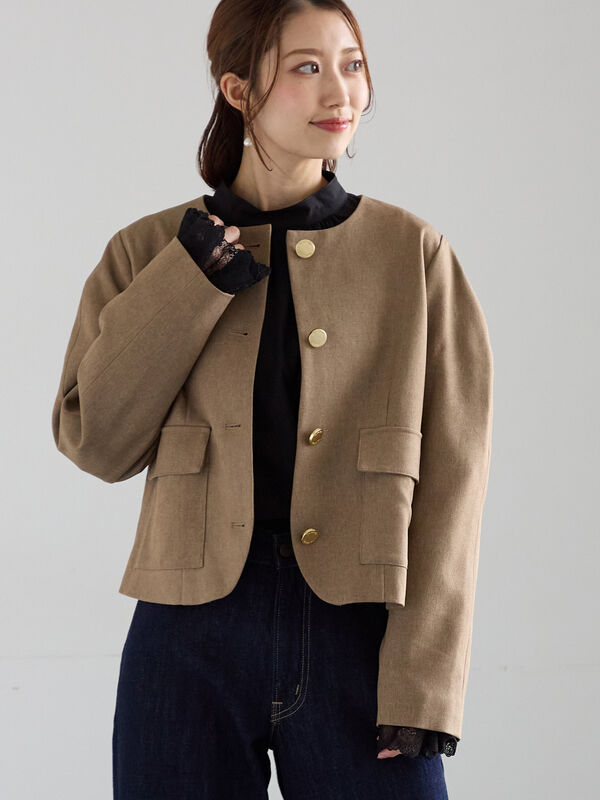 コンパクトノーカラージャケット(ベージュ)|Te chichi(テチチ)通販